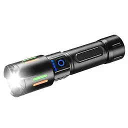 Ліхтарик з механічним зумом ручний X-BALOG BL 611-TG акумулятор 26650 режимів роботи 3 (100%, 50%, стробоскоп) - мініатюра 4