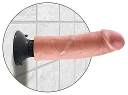 Вібратор King Cock Vibrating Cock 8 Inch 20.3 см тілесний - мініатюра 4