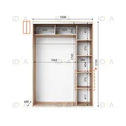 Шафа-купе Idea серія 5 150 x 60 x 210 см Дуб сонома Дзеркало - мініатюра 2