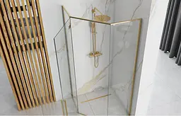 Душова кабіна Rea Diamond 80x80 gold REA-K6615, Золотий, Універсальна, прозорий - мініатюра 4
