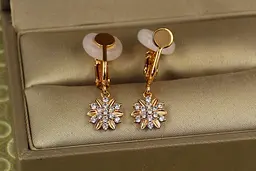 Сережки кліпси Xuping Jewelry сніжка 2,7 см золотисті - мініатюра 2