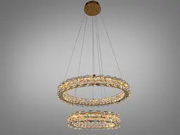 Підвісна LED люстра Diasha 7895/600+400S-gold з кришталем, золото, 54 W, з пультом, освітлення 10-18 м2 - мініатюра 2