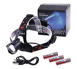 Налобний ліхтар Police BL-XQ-218-HP50 Power bank + microUSB + 3х18650 + 3 режим - мініатюра 5