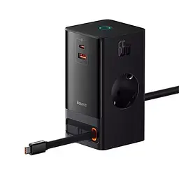 Зарядний подовжувач Baseus PowerCombo Digital PowerStrip 2AC+1U+1C+Retractable-C 65W 150 см