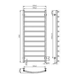 Рушникосушка водяна Onlyheat Oria 500/1200/11, Хром - мініатюра 3
