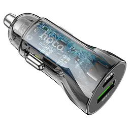 АЗП Hoco Z47A Transparent Discovery Edition dual port PD30W + QC3.0 car charger Transparent Black