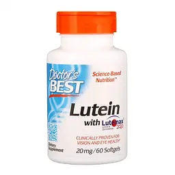 Аминокислота Doctor's Best Лютеин, Lutein with Lutemax 20 мг, 60 желатиновые капсулы (DRB00369)