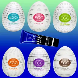 Набір чоловічих мастурбаторів Tenga EGG яйця 6 шт. + лубрикант - мініатюра 2
