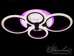 Люстра стельова LED Diasha A8022/4BK, 60W, 3200K-6500K, акрил, чорний метал, сучасний стиль для дому