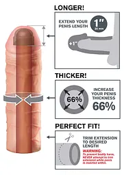 Насадка на пеніс Pipedream Fantasy X-Tensions Mega 1" Extension Light, 17.7 см (тілесний) - мініатюра 5