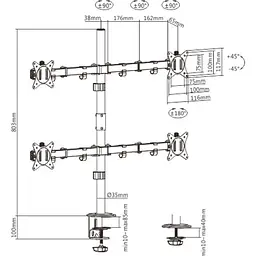 Настільне кріплення для моніторів HiSmart HS082437 17-32` Black [109027] - мініатюра 3