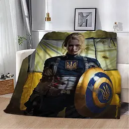 Плед плюшевий патріотичний 3D Могутня захисниця 160х200 см 160 см 135 см