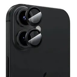 Захисне скло DK для Apple iPhone 16 на камеру Lens Metal Ring Eagle Eye 018465 black - мініатюра 3