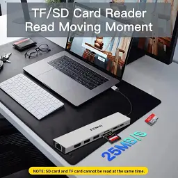 Док-станція Fenvi F-C801H концентратор USB - C Hub 8в1 HDMI USB 3.0 RJ45 CardReader PD (19130) - мініатюра 7