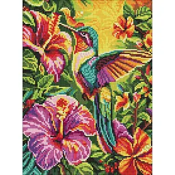 Алмазна мозаїка "Яскравий колібрі у тропіках" art_selena_ua Ideyka AMO20487, 30х40 см