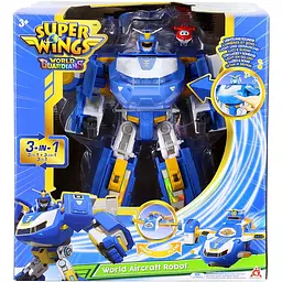 Ігровий набір Super Wings Transforming Aircraft Повітряна База Робот зі світловими та звуковими ефектами EU760888) - мініатюра 6