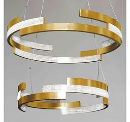 Двоярусна золота LED люстра з кільцями та прозорими вставками Artlight 3684/85+65GD - мініатюра 2