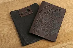 Обкладинка на паснорт SHVIGEL 13793 із вінтажної шкіри коричнева - мініатюра 5