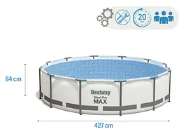 Басейн вуличний Bestway Pool 427x84 56595 з фільтром та насосом - мініатюра 7