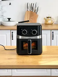 Аерофритниця безмасляна аерогриль Styleberg 1572G 7.5 л фритюрниця для сімейних обідів 1700 Вт Чорна - мініатюра 2