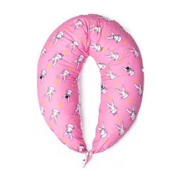 Подушка MirSon для вагітних та годування №8329 Print Line 17-0528 Bunnies pink Бязь 30х170х20 см (2200006200543)