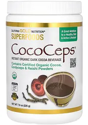Какао органічне, кордицепс і рейші, 225грам, (Superfoods, CocoCeps), California Gold Nutrition