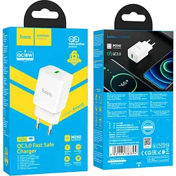 Мережевий зарядний пристрій Hoco N26 QC3.0 White [124998] - мініатюра 3