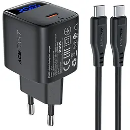 МЗП Acefast A113 PD20W GaN (1USB-C) + кабель Type-C to Type-C Black