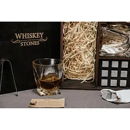 Подарунковий набір Whiskey Stones камені для віскі 9 штук + інструкція + щипці + мішечок для зберігання + 2 склянки - мініатюра 3