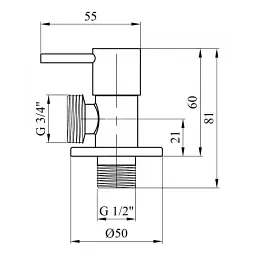 Кран приладовий кутовий Karro KR-03110 латунь 1/2"х3/4" Хром 30412 - мініатюра 2