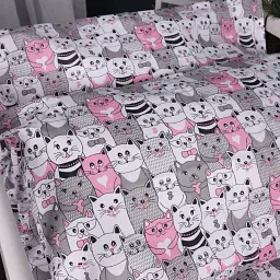 Підковдра MirSon Бязь Kids Time 17-0670 GrayPink Kitties 143х210 см Рожево-сіра (2200010182187) - мініатюра 5