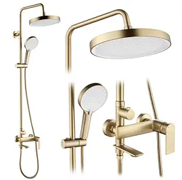 Душова система з виливом Rea Veneta зовнішнього монтажу brushed gold REA-P3003