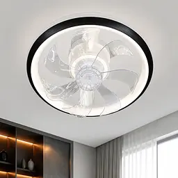 Стельова LED-люстра-вентилятор Artlight FS309BK, біла з чорною окантовкою, 76 Вт, від 10-18 м²
