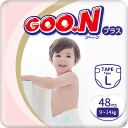 Упаковка підгузків Goo.N Plus L (9-14 кг) на липучках для дітей унісекс 96 шт. (48 шт. х 2 шт.) - мініатюра 2