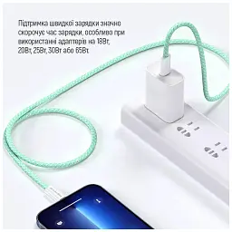 Дата кабель USB-C to USB-C 1.0m 60W 3.0А green ColorWay (CW-CBPDCC061-G) - мініатюра 11