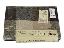 Плед Vladi шерстяной Палермо №8 Pictor бело-песочно-касторовый 140*200 полуторный
