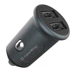 Автомобільний зарядний пристрій ColorWay, Grey, 2xUSB, QC3.0, 2.4A, 36W (CW-CHA036Q-GR)