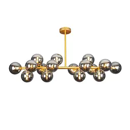 Люстра стельова Levistella 7841020-16 DDG+BK, метал, 16 плафонів, чорне скло, сучасний стиль для дому - мініатюра 2