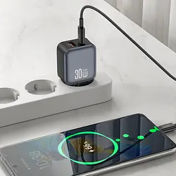 Адаптер живлення зарядний пристрій XO L156 30 W 2 порти USB-A + USB-C - мініатюра 3