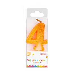 Свічка Maxi "4" із блискітками, що іскриться, 4,5 см, на торт (MX622081-4)