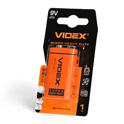 Батарейка сольова VIDEX 6F22/9V (Крона) 1шт SMALL BLISTER VIDEX (28591-000)