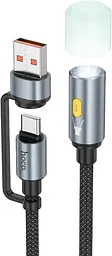 Ліхтарик на кабелі з адаптером Hoco UA38C USB/Type-C to LED Light Adapter Cable black - мініатюра 1
