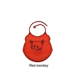 Силіконовий слинявчик з кишенею Kiddy Червоний Мавпа 02674 - мініатюра 2