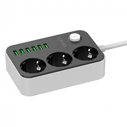 Мережевий фільтр подовжувач чорний 3 розетки з 6 USB 2м із захистом із заземленням LDNIO SE3631 2500W 10A - мініатюра 7