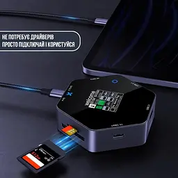 USB-хаб 8 в 1 з дисплеєм, 4K 60 Гц, PD 100 Вт, USB 3.0 - мініатюра 4