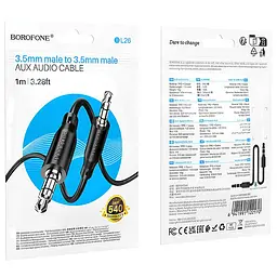 Аудіо кабель Aux Borofone BL26 Standard (1m) Black - мініатюра 6