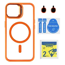 Чохол із підставкою MagSafe TPU PC Metal Stand Case and Camera Lenses Apple iPhone 15 Orange - мініатюра 2