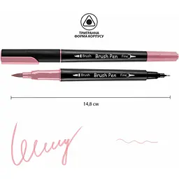 Маркер акварельний Santi Brush Pen SW-09 пастельно-рожевий двосторонній 6 шт. (391009) - мініатюра 2