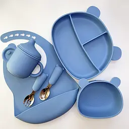 Посуд для дітей із силікону Ведмедики BP 1710 Powder Blue