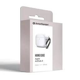 Силіконовий чохол для навушників Apple AirPods 3, Hang Case, білий, ультратонкий захисний кейс товщиною 2 мм, захист від подряпин, пилу та ударів, компактний, з карабіном для кріплення, ArmorStandart (ARM60324) - мініатюра 8